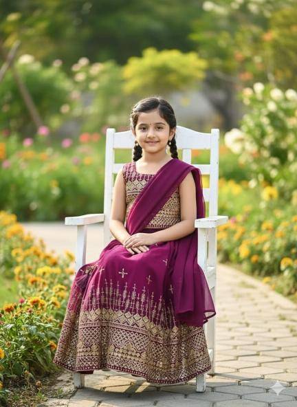 Green Well Georgette Purple Wholesale kids wear distributor